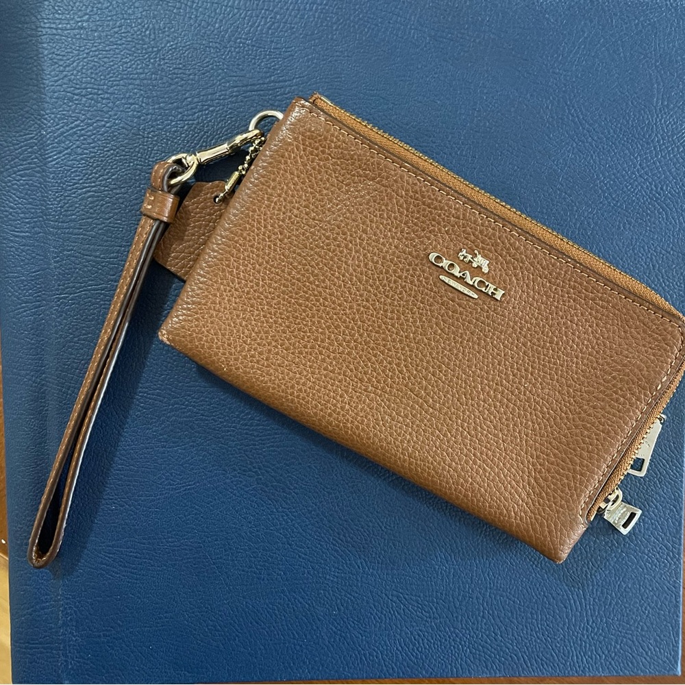 Brown coach wristlet